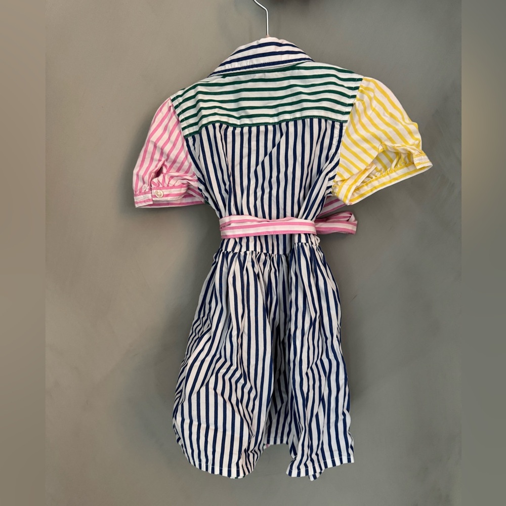 Ralph Lauren Green and Blue Striped Toddler Dress - Picture 2 of 4